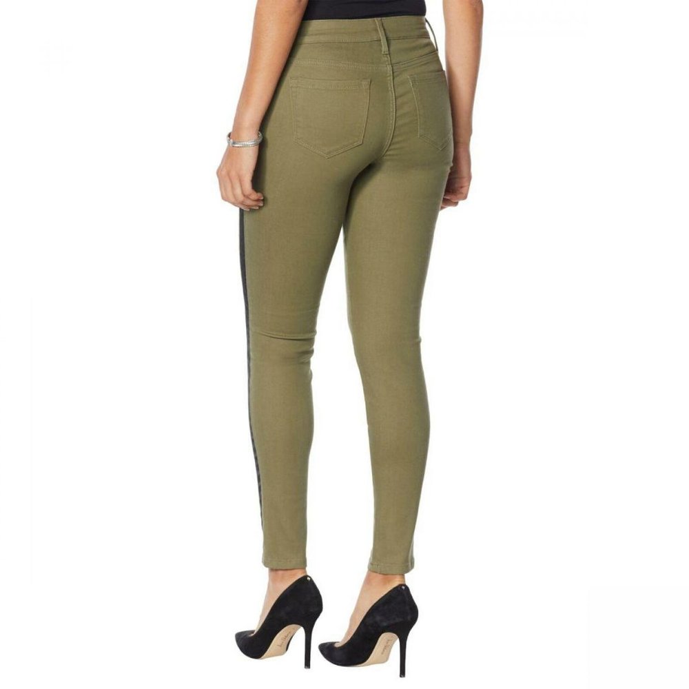 NWT Colleen Lopez Side Skinny Jeans 8 Olive Green - Picture 2 of 8